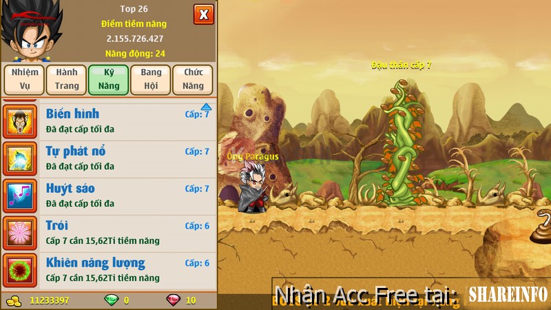 Acc Ngọc Rồng miễn phí